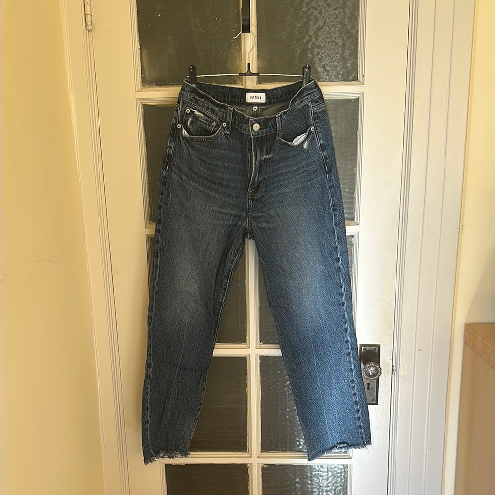 Pistola Dark Blue Straight Leg Jeans Fray Sz 29